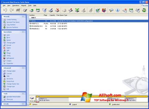 Zrzut ekranu Acronis Partition Magic na Windows 7
