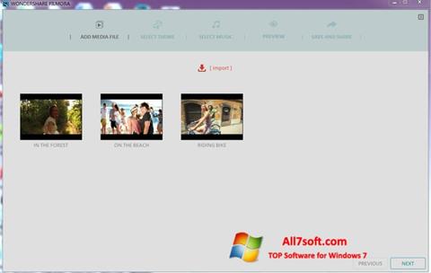 Zrzut ekranu Wondershare Filmora na Windows 7