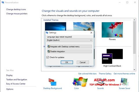 Zrzut ekranu Personalization Panel na Windows 7