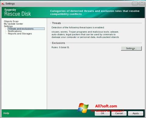 Zrzut ekranu Kaspersky Rescue Disk na Windows 7