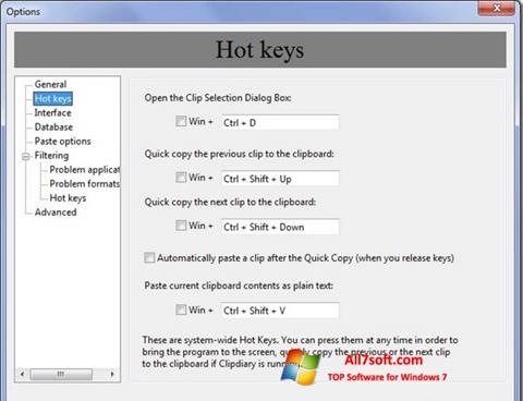 Zrzut ekranu Clipdiary na Windows 7