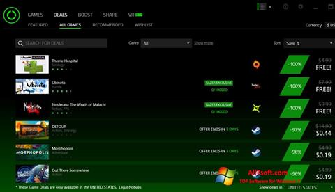 Zrzut ekranu Razer Cortex na Windows 7